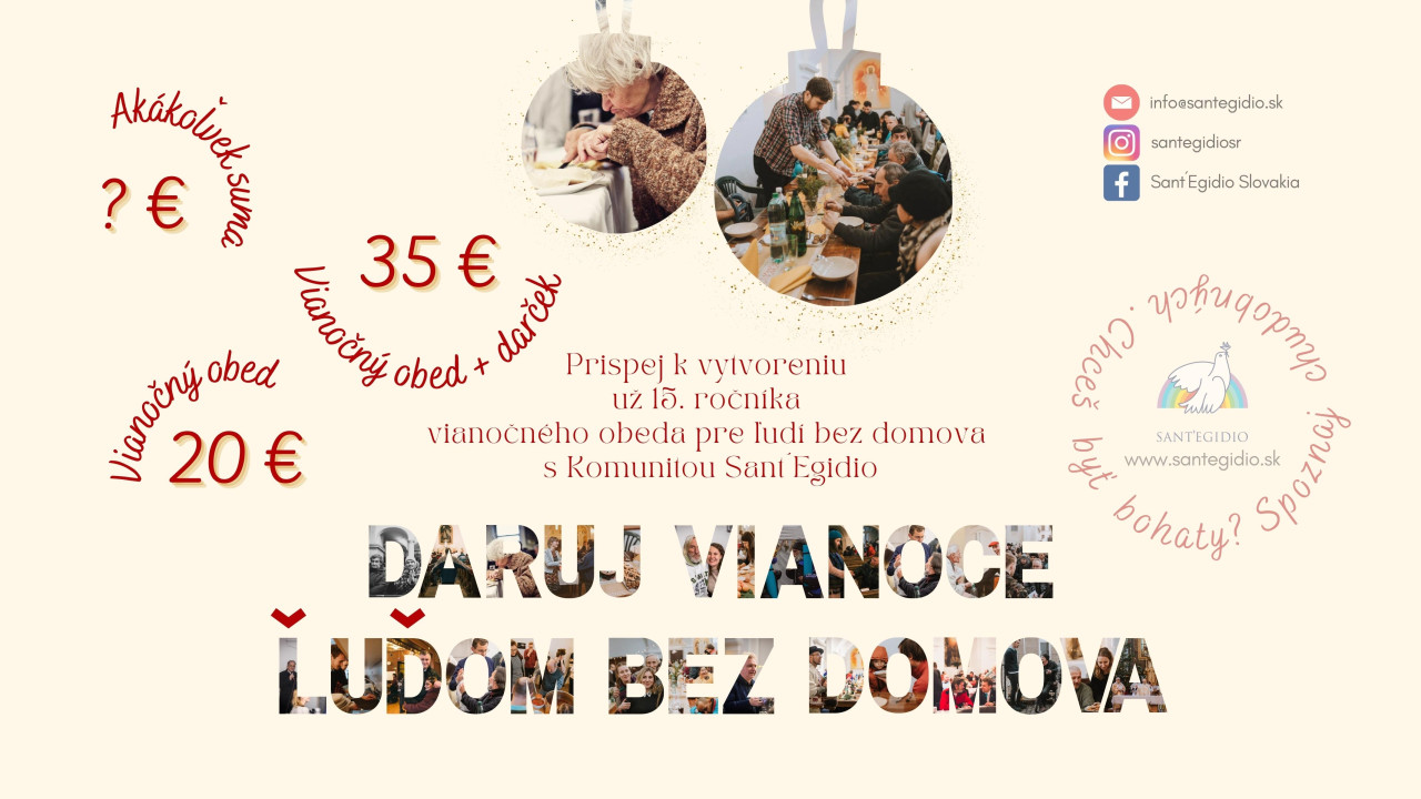 Daruj Vianoce ľuďom bez domova