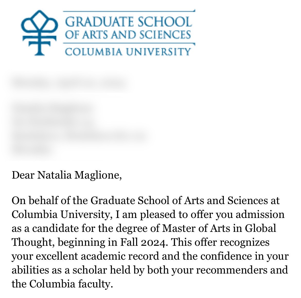 Pomôžme Natalii absolvovať prestížne štúdium na Columbia University!