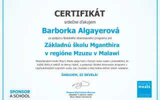 Pomohli ste naplniť Barborkin sen nasýtiť celú školu hladujúcich detí v Afrike