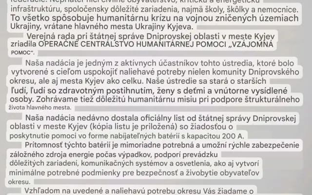 Darujme svetlo a elektrinu pre Ukrajinu