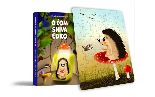 1 x Kniha s podpisom, osobným venovaním a puzzle skladačkou ježko Edko