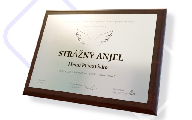 Strážny anjel - STRIEBORNÝ. Pomôžem dobudovať Detskú dopravnú akadémiu