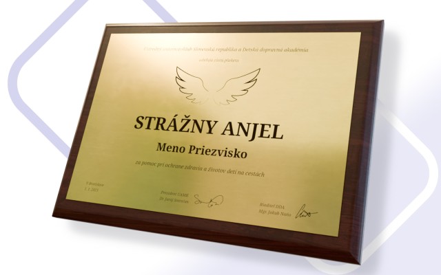 Strážny anjel - ZLATÝ. Pomôžem dobudovať Detskú dopravnú akadémiu