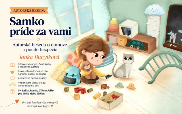 📚 Samko príde za vami | Autorská beseda o domove a pocite bezpečia + 5 kníh