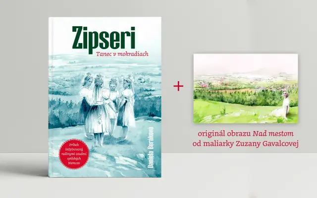 Kniha ZIPSERI + originál akvarelu "Nad mestom" od maliarky Zuzany Gavalcovej