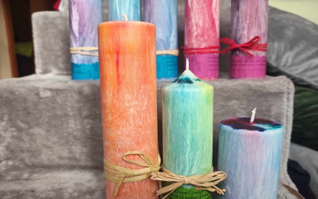 🕎3x krásna ručne robená voňavá sviečka z palmového vosku / 3x beautiful home-made great-smelling palm-wax candle