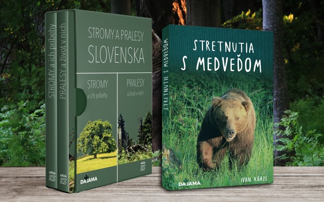 1x kniha Stretnutia s medveďom + Stromy a pralesy Slovenska