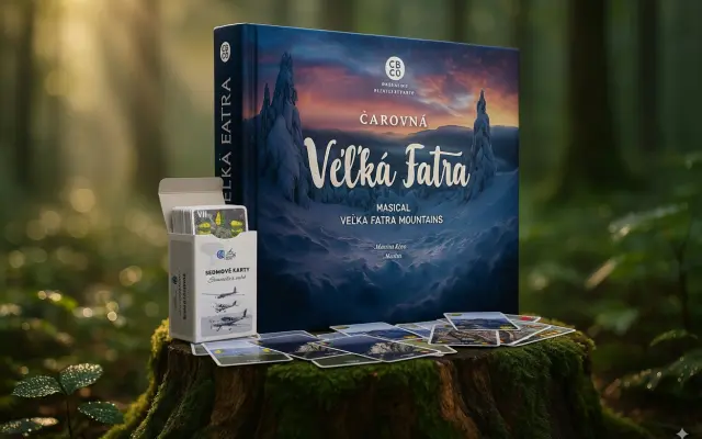 1x kniha Čarovná Veľká Fatra + Originálne Sedmové karty Slovensko z neba