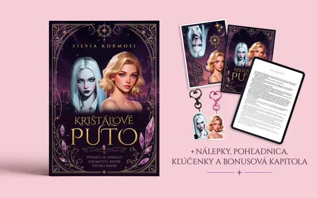 1 x knižka, nálepky, pohľadnice hlavných postáv, kľúčenky a bonusová kapitola v pdf formáte