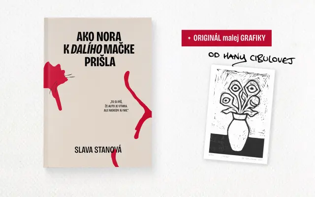 Kniha „Ako Nora k Dalího mačke prišla“ s venovaním + originál malej grafiky Hany Cibulovej