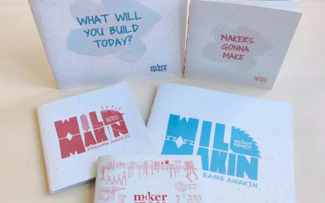 Ručne šité zošity s dizajnom MakerSpace Bratislava