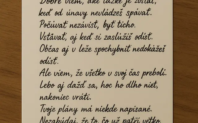 Slová pre tvoju dušu (osobný list podpísaný autorkou)